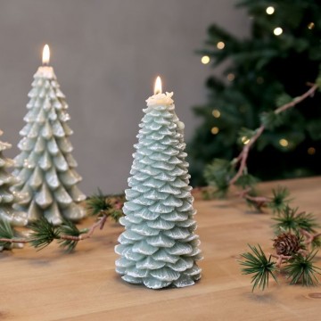  Stearinlys juletre m. glitter